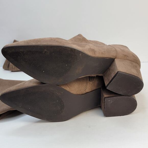 Steve Madden Carli Boots 8.5M Suede Over Knee Zip 2" Block Heel Carmel Dressy - Picture 10 of 12